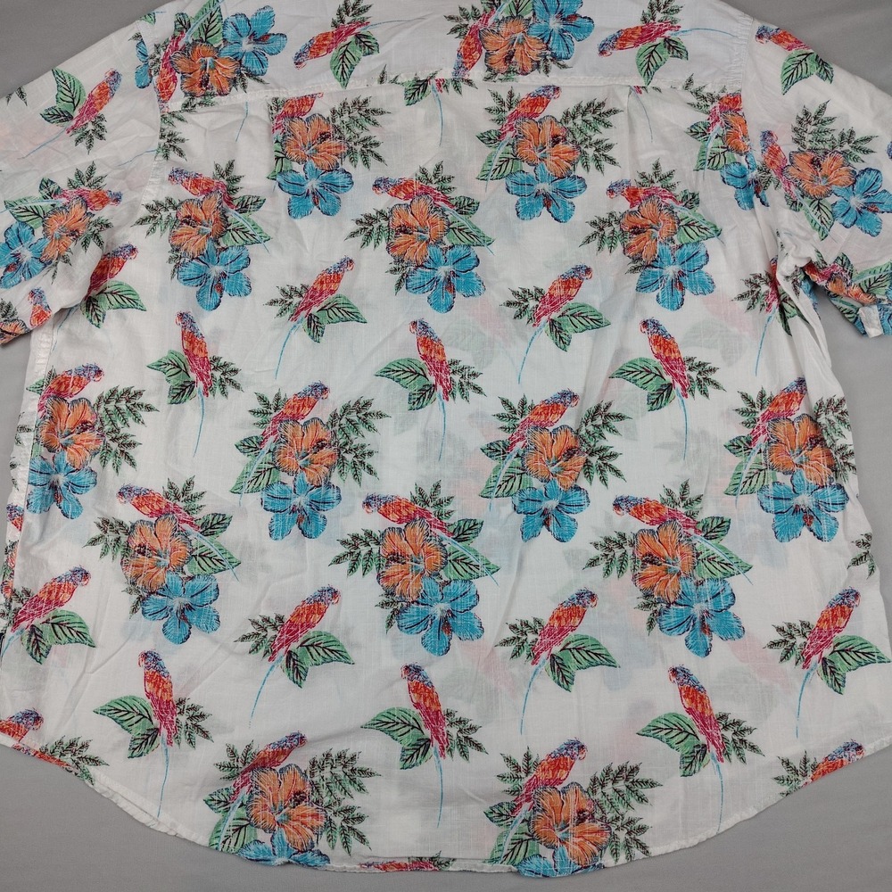 IZOD Saltwater Mens 2XL Reverse Print Parrot Tropical Linen Look Cotton Shirt - Picture 16 of 16